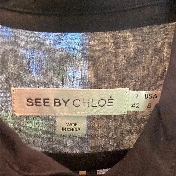 See By Chloe Navy Sheer Long Sleeve Top - Picture 3 of 6